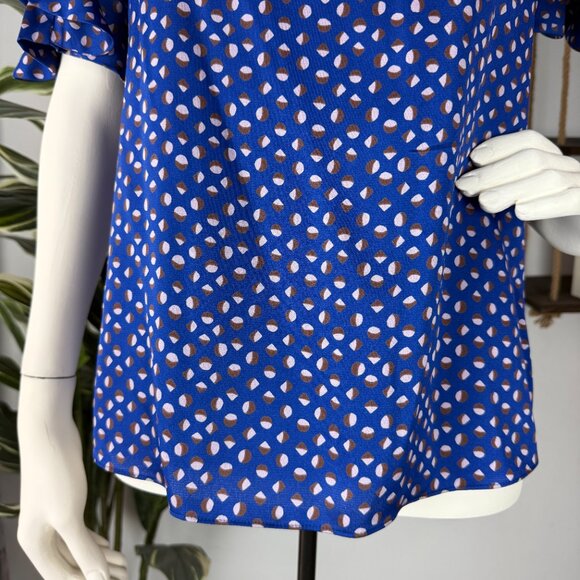 Kate Spade Geo Dot Crew Neck Ruffle Sleeve Shirt - Picture 3 of 8